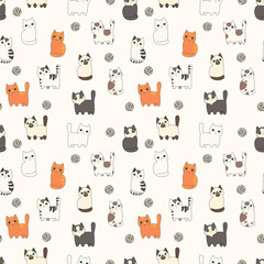 Funny cartoon cats. Seamless pattern - 46272552