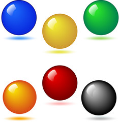 Colored shiny buttons, balls.