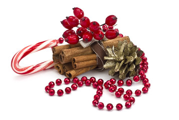 Decorative christmas composition isolated on white