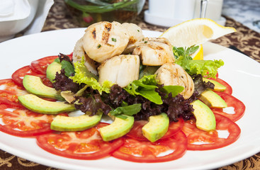 Салат из авокадо, красных помидоров  и куриного мяса