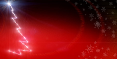 red Christmas Card Background - stars and lights