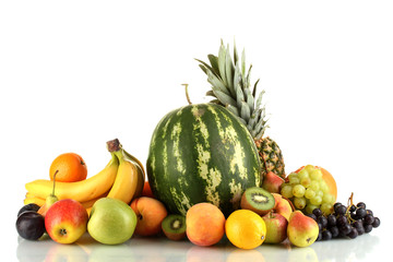 Assortment of exotic fruits isolated on white