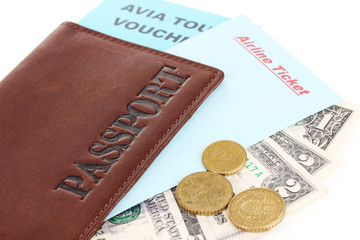 Passport and ticket close-up