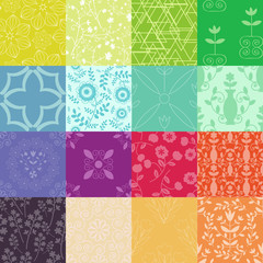 Multicolored floral and abstract patterns