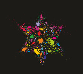 Grunge colorful David Star - holiday vector illustration - 46275788