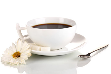 A cup of strong coffee isolated on white