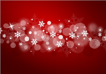 Christmas red background with snow flakes