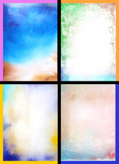 Collage of abstract hand drawn paint backgrounds