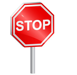 Vector illustration of Stop sign, 3d.