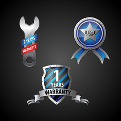 Vector illustration of warranty service wrench and shields