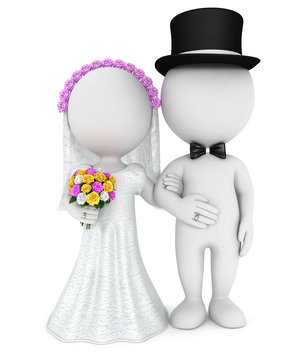 3d white people just married couple