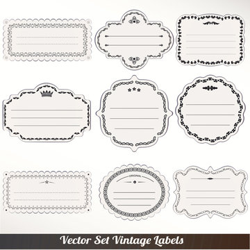 Vector Frame labels Set ornamental vintage decoration