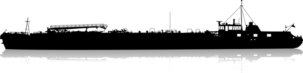 Silhouette of the sea cargo ship
