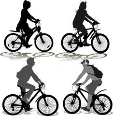 Set of Silhouettes of the cyclist