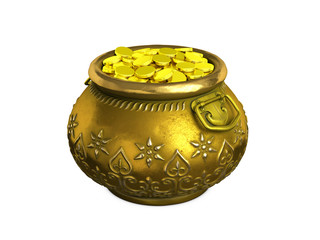 Old pot of golden coins