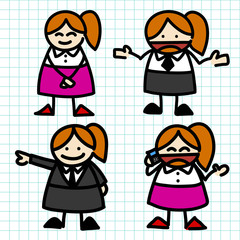 Business woman hand writing cartoon .