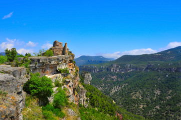 remains of an old castle in Siurana de Prades, Spain