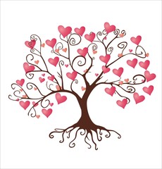 Fototapeta na wymiar Tree of love with hearts