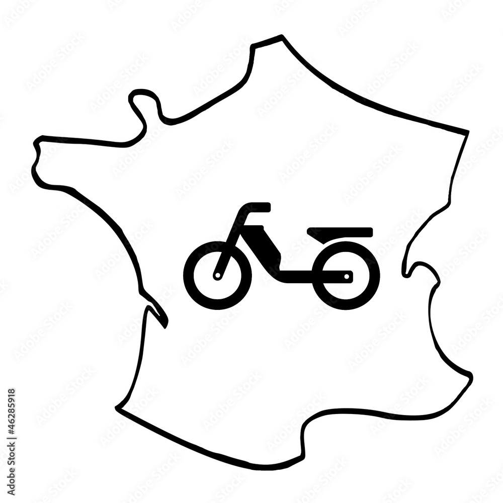 Sticker Mobylette dans une carte de France