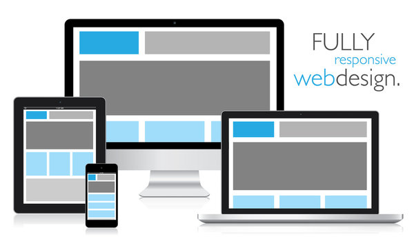 Fully responsive web design in electronic devices vector eps10