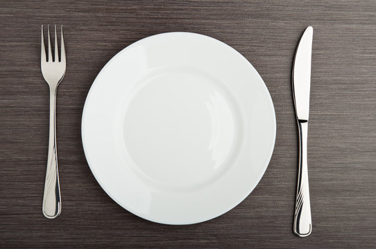 plate fork knife white empty