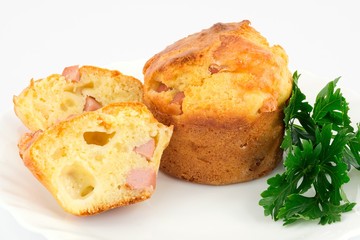 muffin with ham and mozzarella
