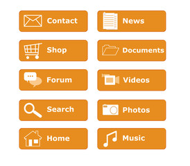 Botones para menú de página Web en color naranja