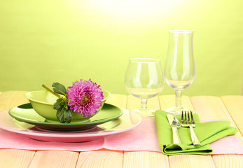 Obraz na płótnie Canvas Table setting on bright background close-up