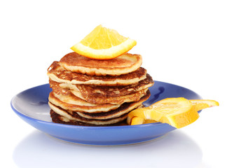 delicious sweet pancakes isolated on white