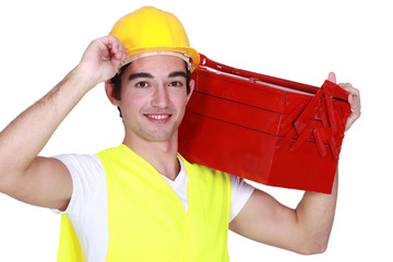 Young man with a toolbox