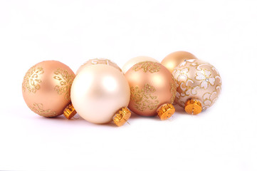 Glitter Christmas balls isolated on white background