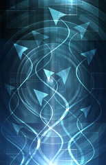 Abstract digital blue background with arrows