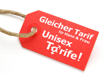 Tarifvergleich Unisextarif-Kartonschild