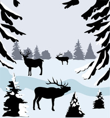 vector deer in the woods