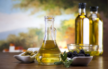 Olive oil and olives 