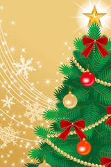 Christmas tree Close-up, golden color Back ground