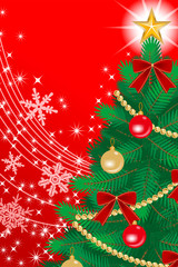 Christmas tree Close-up, Red color Back ground