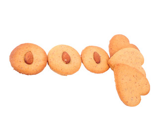 Homemade cookies isolated on white background. Heart shaped