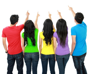 Fototapeta premium people pointing to copy space