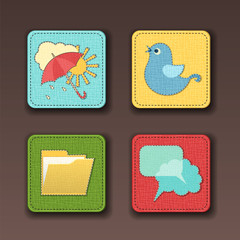 Icons for apps in textile style