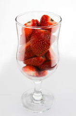 Strawberry sliced in glass