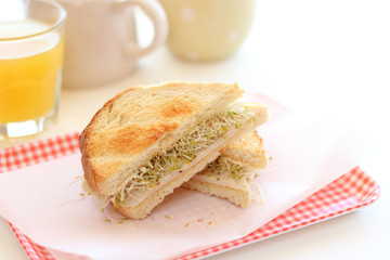 Toasted sandwich with Alfalfa and chicken ham