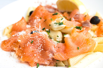 pasta and smoked salmon