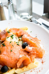 pasta and smoked salmon