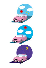 自動車,ドライブ,旅行,朝,昼,夜,移動,上昇,下降