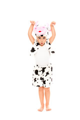 Little girl dressed in cow