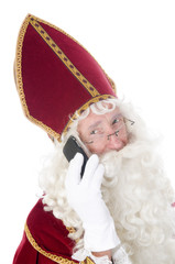 Sinterklaas with a mobile phone