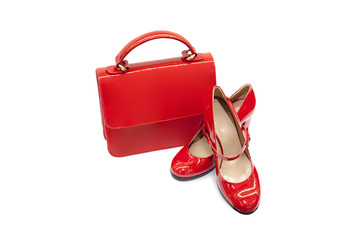 Red female bag&shoes-7