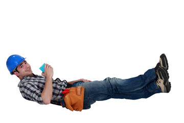 Builder taking a break from work