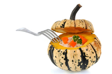 Patidou fourré avec riz et carottes